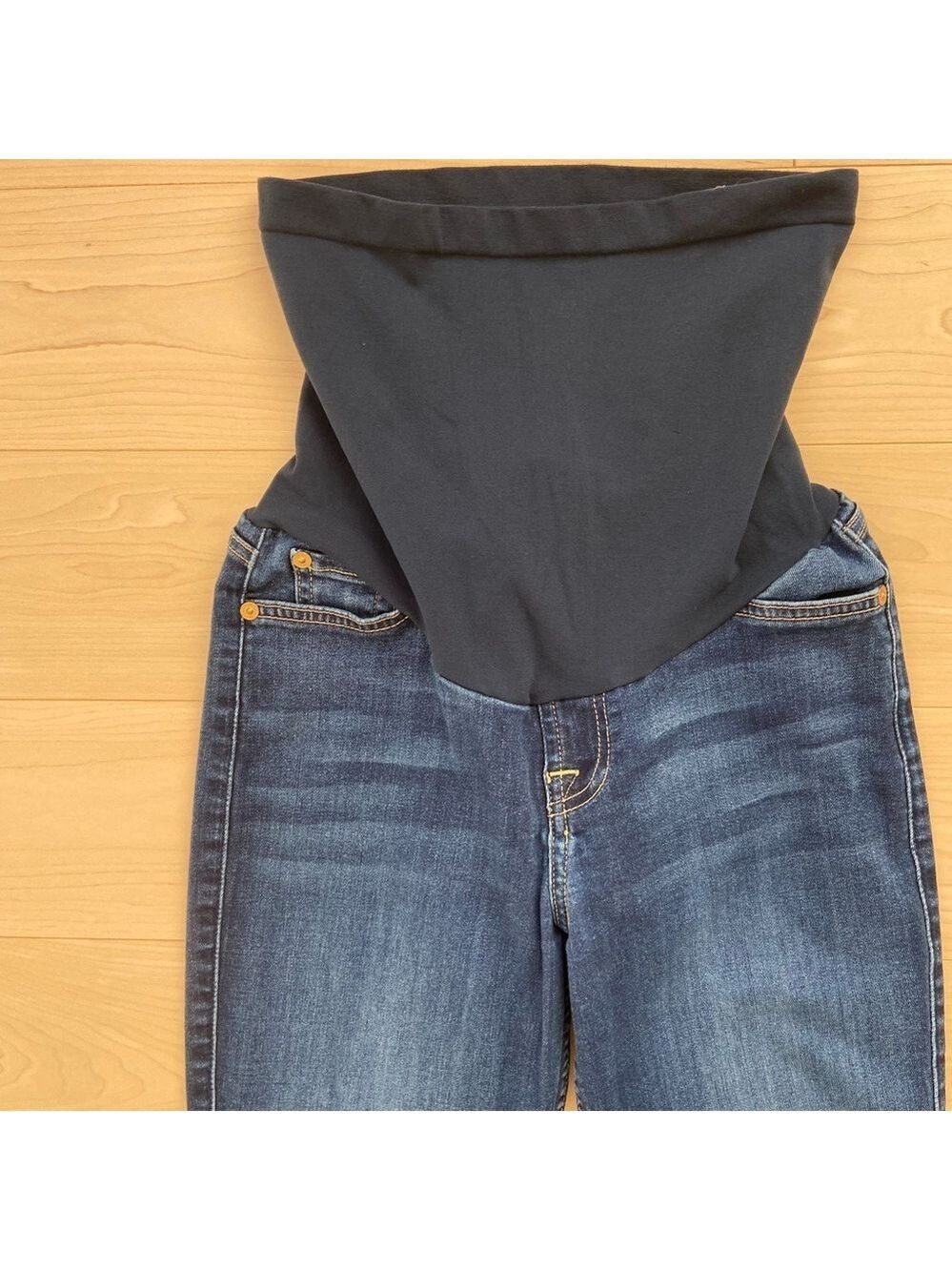 7 FAMK maternity jeans Secret fit belly style dark blue stretchy denim size 26 - Picture 4 of 14